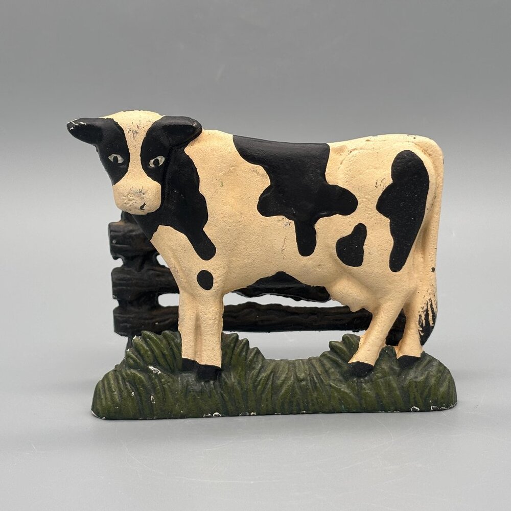 Vintage Cast Iron Cow Napkin Holder Farmhouse Kitchen Table Decor